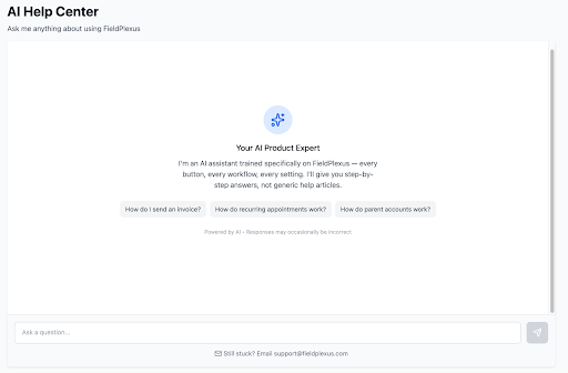 FieldPlexus built-in support expert for lawn care and landscaping businesses